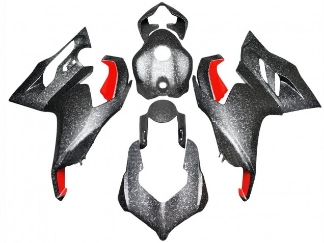 2020-2024 Black Forged Carbon Fiber Style Red Ducati Panigale V2 Motorcycle Fairings