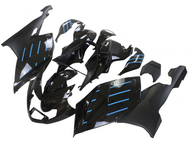 2005-2010 Glossy Black Matte Black Blue Lines BMW K1200S Motorcycle Fairings