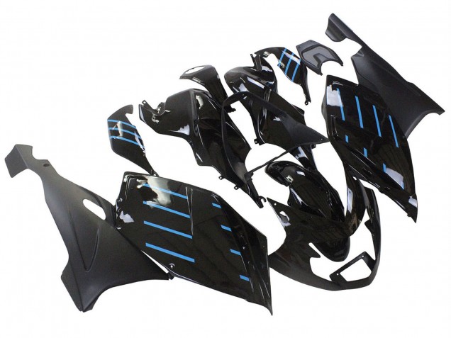 2005-2010 Glossy Black Matte Black Blue Lines BMW K1200S Motorcycle Fairings