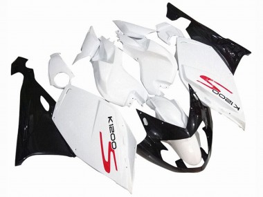 2005-2010 White Glossy Black BMW K1200S Motorcycle Fairings