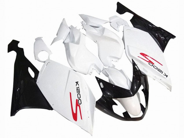 2005-2010 White Glossy Black BMW K1200S Motorcycle Fairings