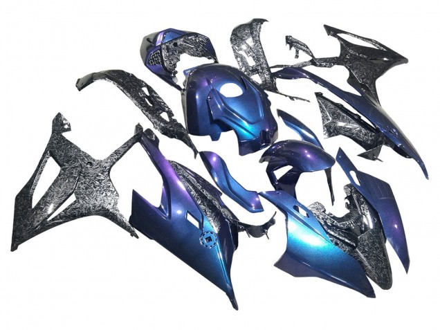 2019-2022 Gradient Blue Purple Forged Carbon Fiber BMW S1000RR Motorcycle Fairings