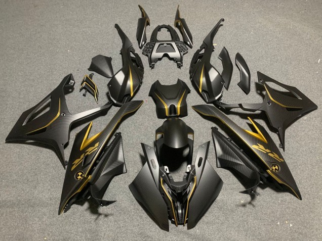 2019-2022 Black Gold Carbon Fiber BMW S1000RR Motorcycle Fairings