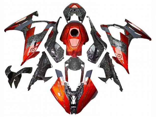 2019-2022 Dark Orange Forged Carbon Fiber BMW S1000RR Motorcycle Fairings
