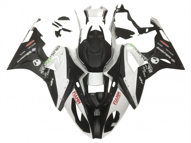 2015-2016 White Matte Black HP Fiamm BMW S1000RR Motorcycle Fairings