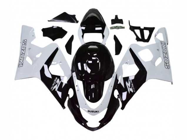 2004-2005 White Black Suzuki GSXR 600 / GSXR 750 Motorcycle Fairings