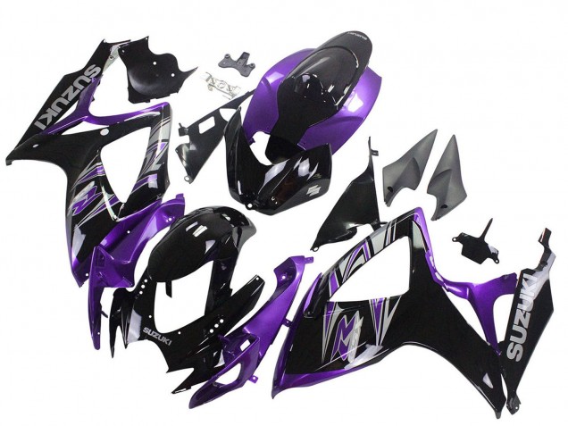 2006-2007 Purple Glossy Black Suzuki GSXR 600 / GSXR 750 Motorcycle Fairing Kits
