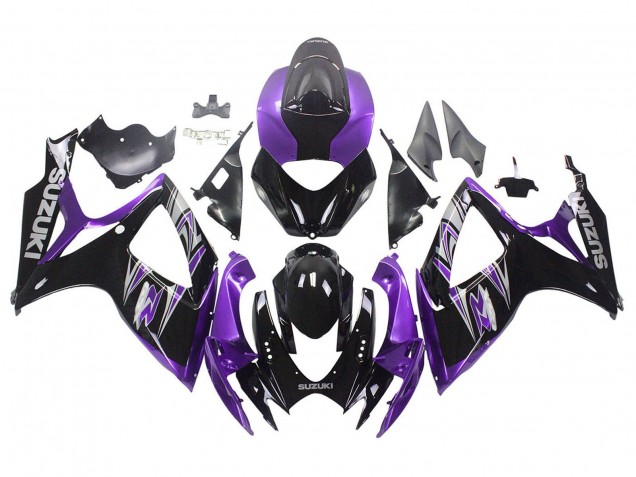 2006-2007 Purple Glossy Black Suzuki GSXR 600 / GSXR 750 Motorcycle Fairing Kits