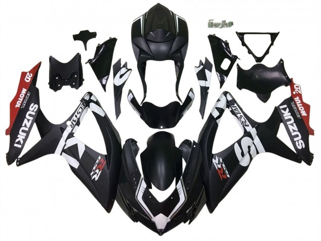 2008-2010 Matte Black Red White Suzuki GSXR 600 / GSXR 750 Motorcycle Fairings