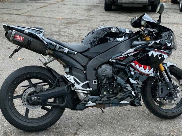 2007-2008 Grey White Camouflage Shark Yamaha YZF 1000 R1 Motorcycle Fairings