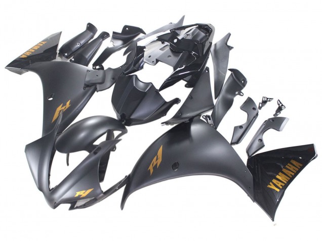 2012-2014 Matte Black Gold Decals Yamaha YZF 1000 R1 Motorcycle Fairings
