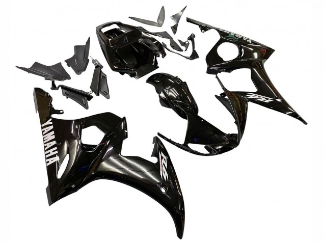 2006-2009 Glossy Black White Decals Yamaha YZF R6S Motorcycle Fairings