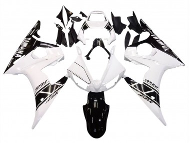 2003-2004 White Glossy Black Yamaha YZF R6 Motorcycle Fairing