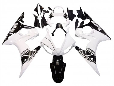 2003-2004 White Glossy Black Yamaha YZF R6 Motorcycle Fairing