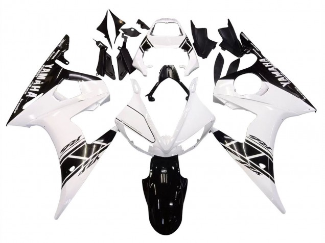 2006-2009 White Glossy Black Yamaha YZF R6S Motorcycle Fairings
