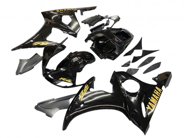 2006-2009 Glossy Black Gold Decals Yamaha YZF R6S Motorcycle Fairings