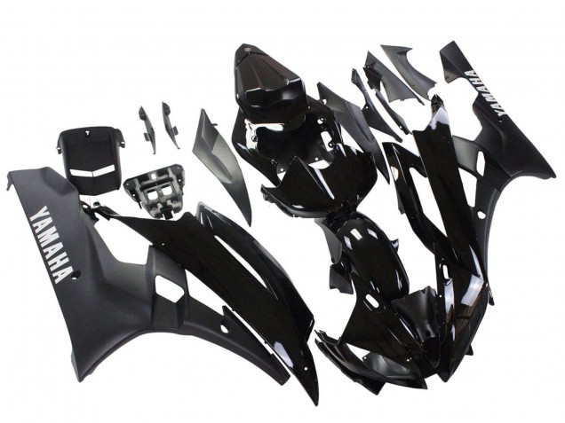 2006-2007 Glossy Black Matte Black Yamaha YZF 600 R6 Motorcycle Fairings