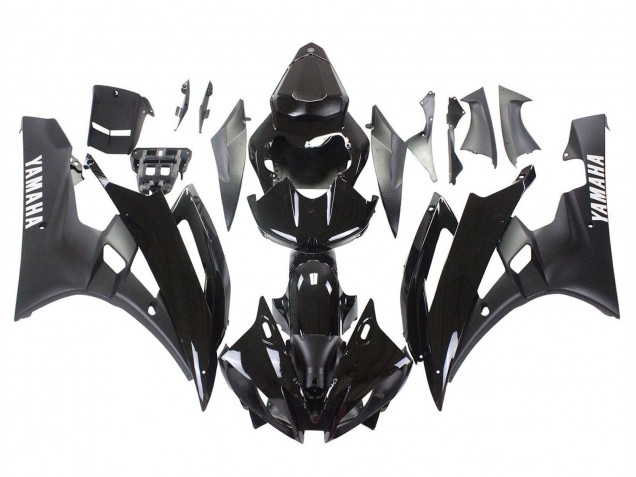 2006-2007 Glossy Black Matte Black Yamaha YZF 600 R6 Motorcycle Fairings