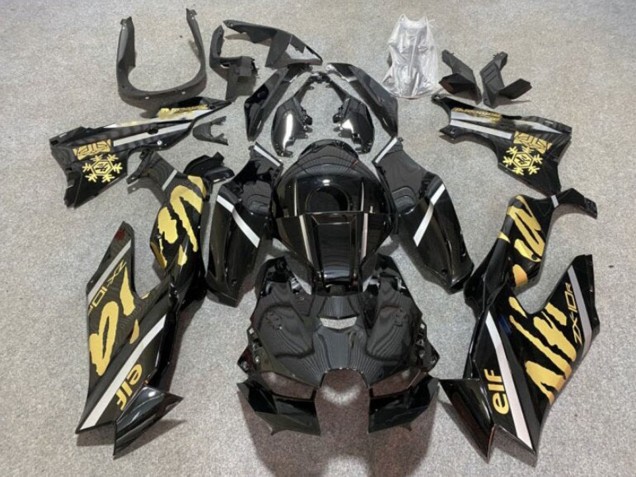 2021-2025 Glossy Black Gold Elf Snow Kawasaki ZX10R Motorcycle Fairings