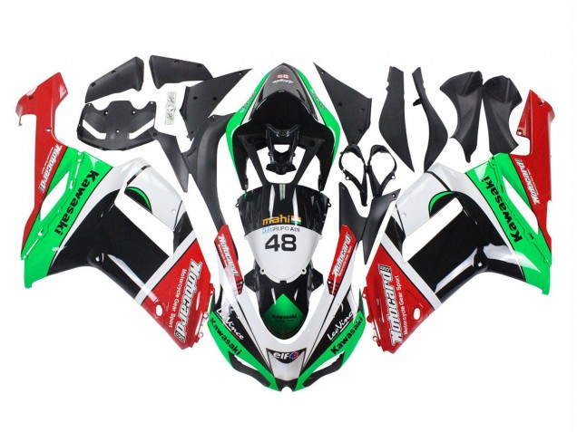 2007-2008 Green Red Kawasaki ZX6R Motorcycle Fairings