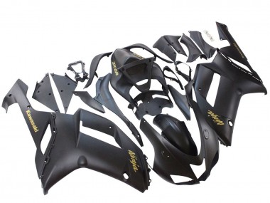 2007-2008 Matte Black with Yellow Logo Ninja Kawasaki ZX6R Motorcycle Fairings