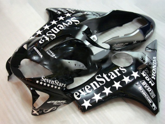 1999-2000 Glossy Black White SevenStars Honda CBR600 F4 Motorcycle Fairings