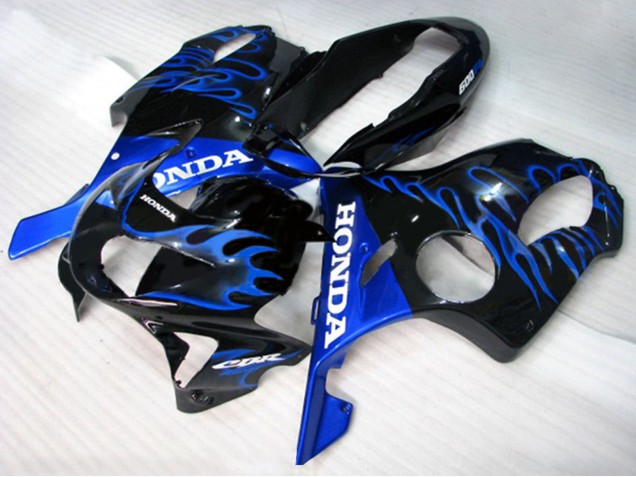 1999-2000 Glossy Black Blue Flame Honda CBR600 F4 Motorcycle Fairings