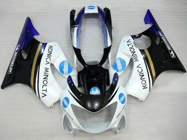1999-2000 White Blue Glossy Black Konica Minolta Honda CBR600 F4 Motorcycle Fairings