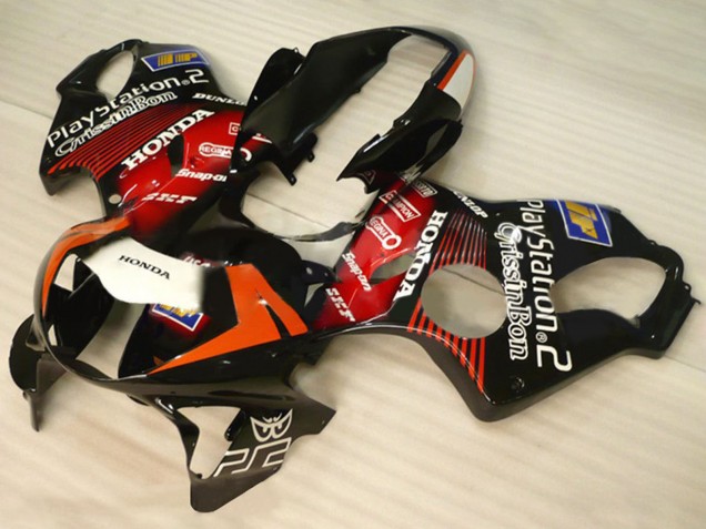 1999-2000 Glossy Black Red White PlayStation 2 Honda CBR600 F4 Motorcycle Fairings