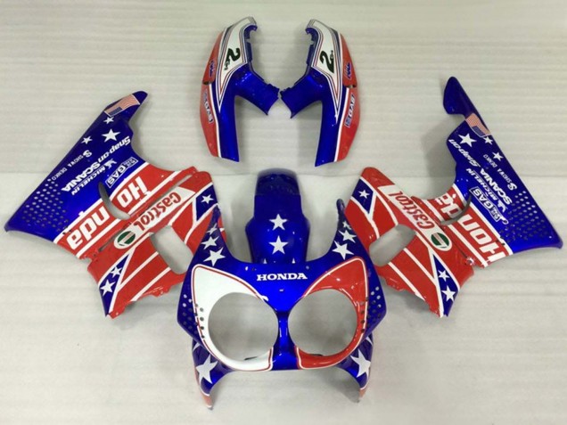 1992-1993 White Red Blue Star Castrol Honda CBR900RR 893 Motorcycle Fairings