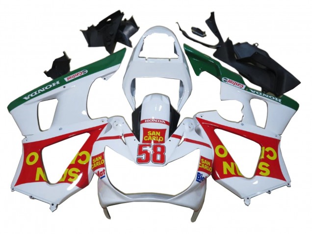 2000-2001 White Red Green Castrol San Carlo Honda CBR900RR 929 Motorcycle Fairings