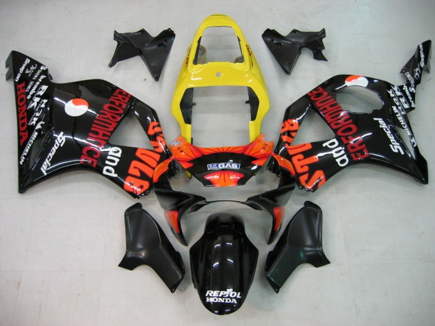 2002-2003 Yellow Red Glossy Black Repsol Rossi Honda CBR900RR 954 Motorcycle Fairing