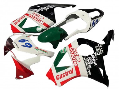 2002-2003 White Red Green Glossy Black Castrol Honda CBR900RR 954 Motorcycle Fairings