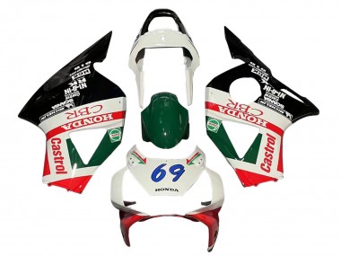 2002-2003 White Red Green Glossy Black Castrol Honda CBR900RR 954 Motorcycle Fairings