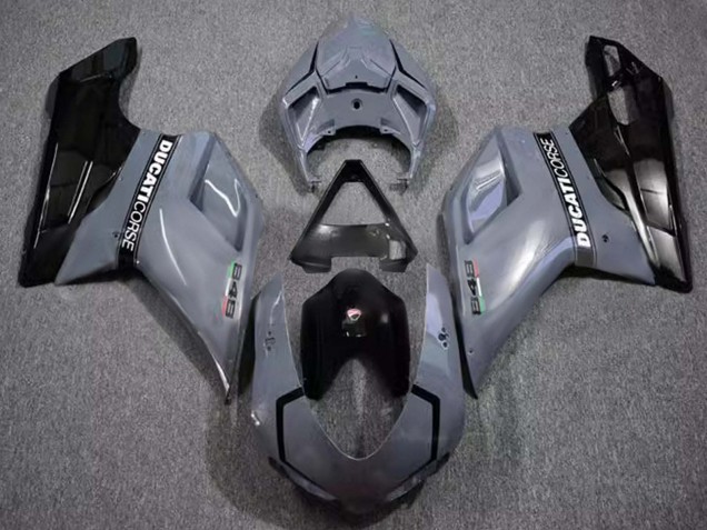2007-2014 Grey Glossy Black Corse Ducati 848 Motorcycle Fairings