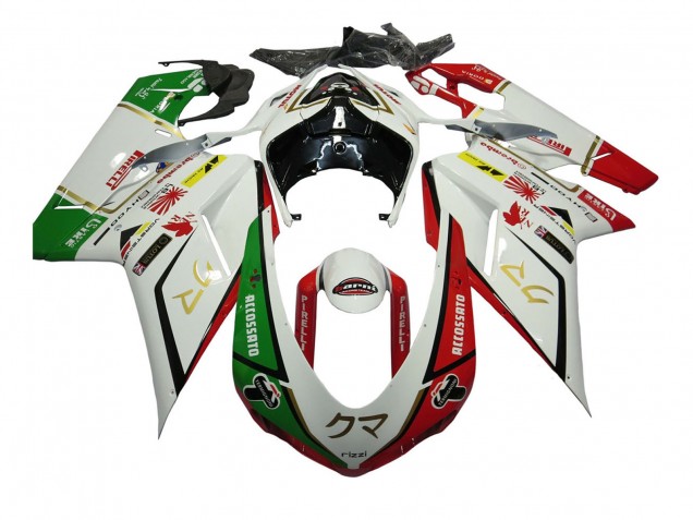 2007-2014 White Red Green Accossato Ducati 848/1098/1198 Motorcycle Fairings