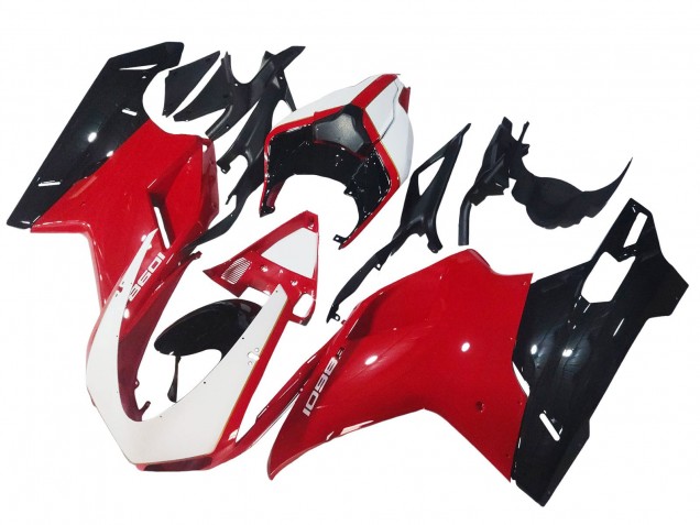 2007-2014 White Red Glossy Black Ducati 1098 Motorcycle Fairings
