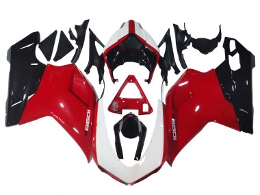 2007-2014 White Red Glossy Black Ducati 1098 Motorcycle Fairings