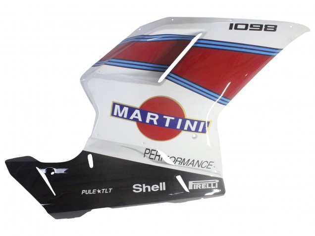 2007-2014 White Red Blue Glossy Black Martini Ducati 1098 Motorcycle Fairings