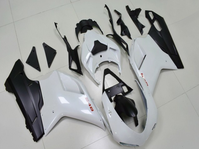 2007-2014 White Matte Black Ducati 848 Motorcycle Fairings
