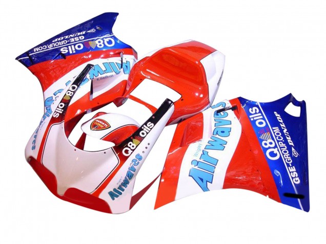 1993-2005 White Red Blue Air Waves Ducati 748/916/996/998 Motorcycle Fairings