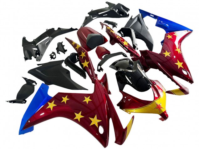 2013-2015 Red Blue Yellow Star Honda CBR500R Motorcycle Fairings