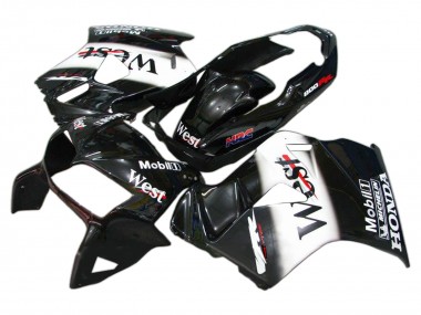 1998-2001 Glossy Black White West HRC Honda VFR 800 Motorcycle Fairings