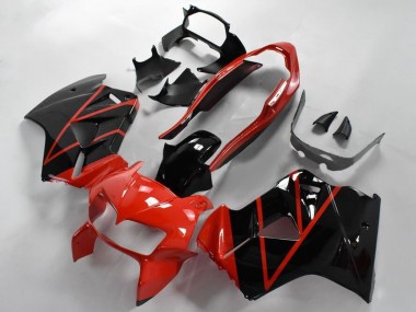 1998-2001 Red Glossy Black Stripe Honda VFR 800 Motorcycle Fairings