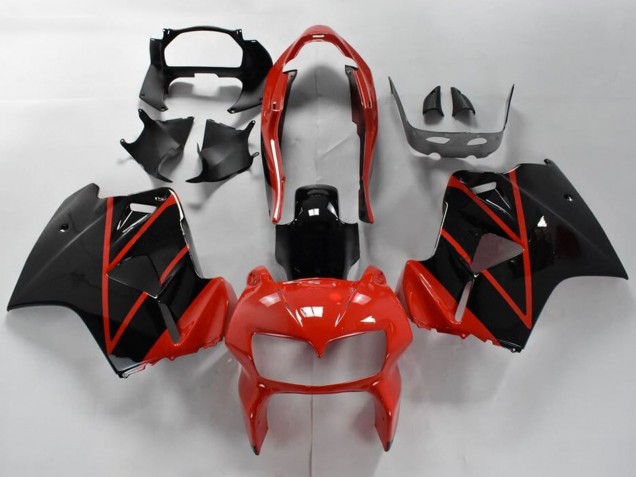 1998-2001 Red Glossy Black Stripe Honda VFR 800 Motorcycle Fairings