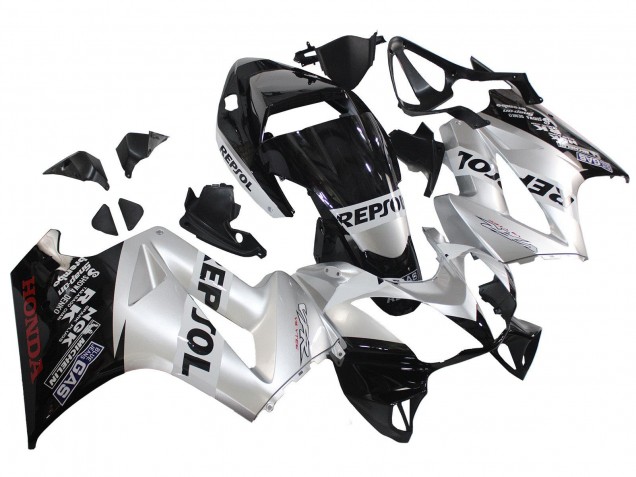 2002-2013 Silver Glossy Black Repsol Honda VFR 800 Motorcycle Fairings