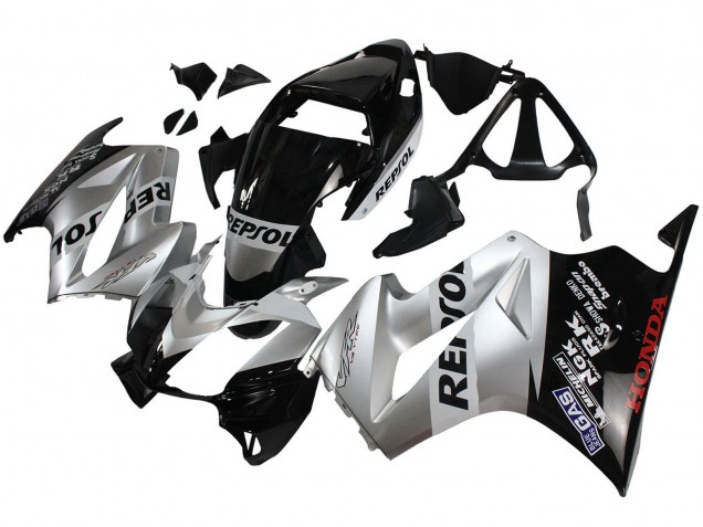 2002-2013 Silver Glossy Black Repsol Honda VFR 800 Motorcycle Fairings
