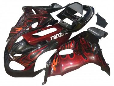 1998-2003 Glossy Black Red Flame Suzuki TL1000R Motorcycle Fairings