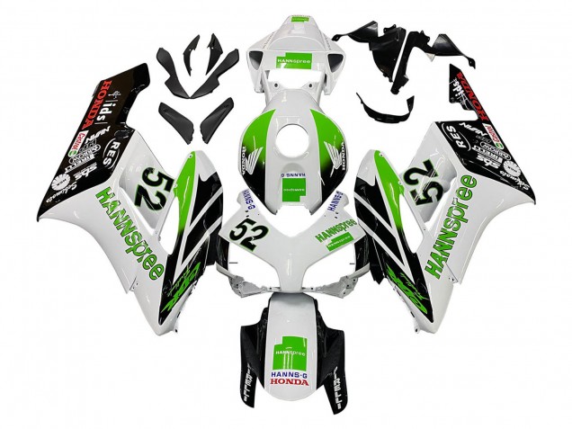 2004-2005 White Green Glossy Black Hannspree 52 Honda CBR1000RR Motorcycle Fairings