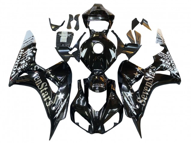 2006-2007 Glossy Black Gold SevenStars Honda CBR1000RR Motorcycle Fairings